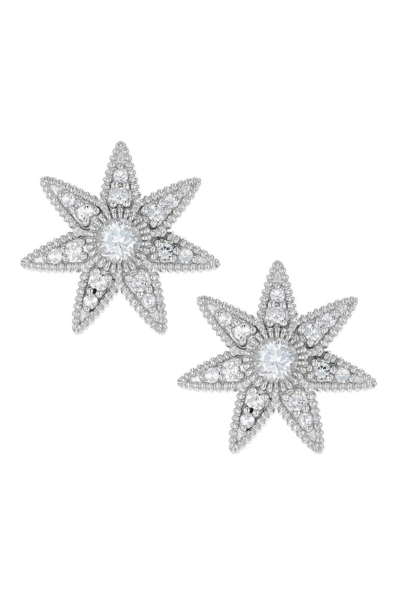 White Topaz Star Stud Earrings, Main, color, WHITE/ SILVER