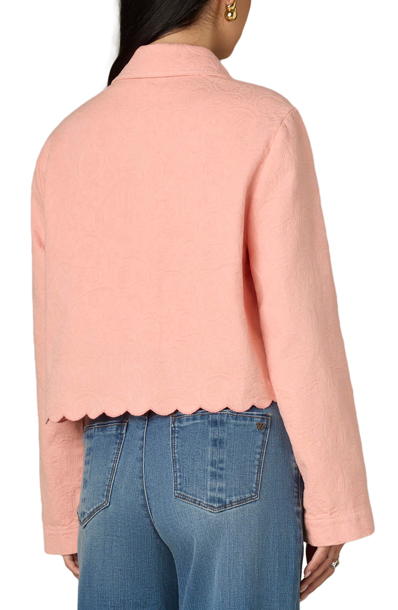 Scallop Detail Cotton Crop Jacket - image 4