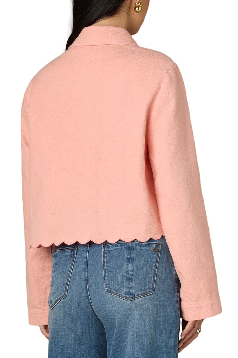 Scallop Detail Cotton Crop Jacket, Alternate, color, PAPAYA