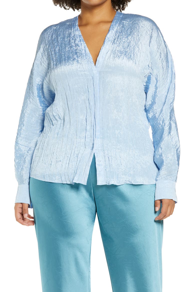 Double V-Neck Blouse, Main, color, CERULEAN