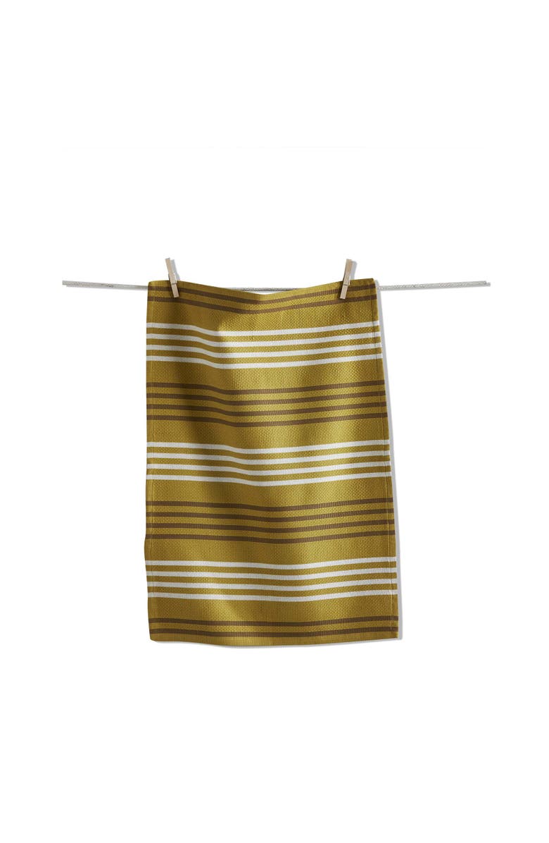 tag Basket Weave Stripe Dishtowel Set of Six in Ochre, Main, color, Yellow