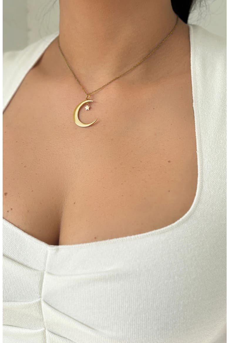 Hanging Moon & Star Pendant Necklace, Alternate, color, GOLD