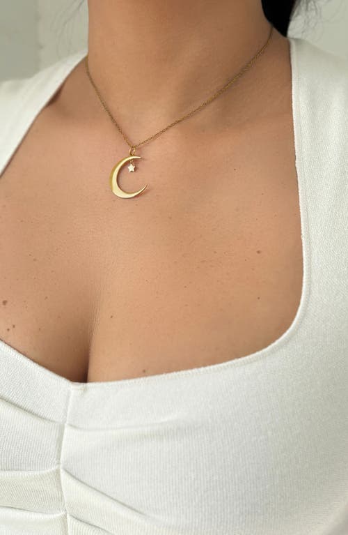 Adornia 14k Gold Plated Hanging Moon And Star Necklace In Gold
