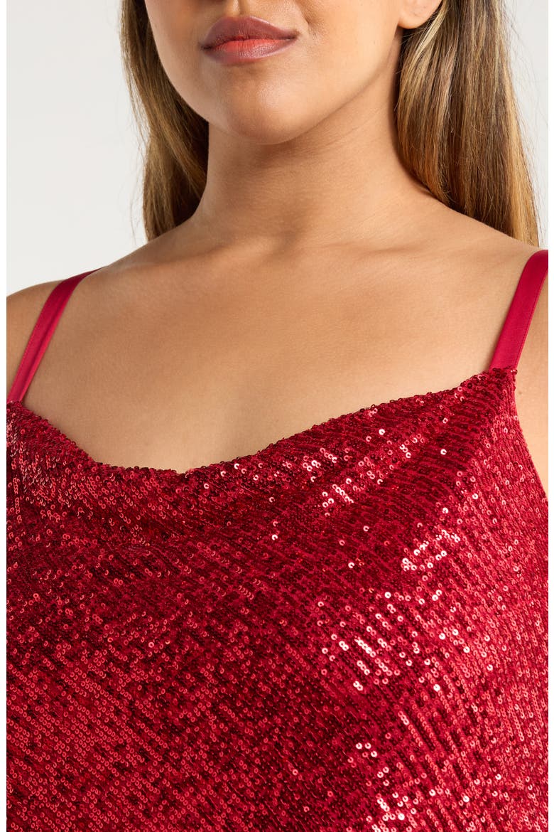 Sequin Cowl Neck Camisole, Alternate, color, CLARET