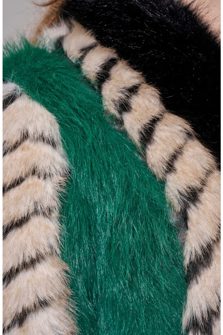 Vesper Faux Fur Jacket, Alternate, color, GREEN MULTI