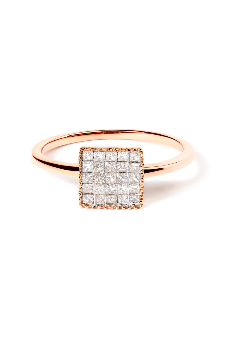 10K Rose Gold 1/3 Cttw Invisible Set Princess Diamond Composite Square Ring, Main, color, Pink