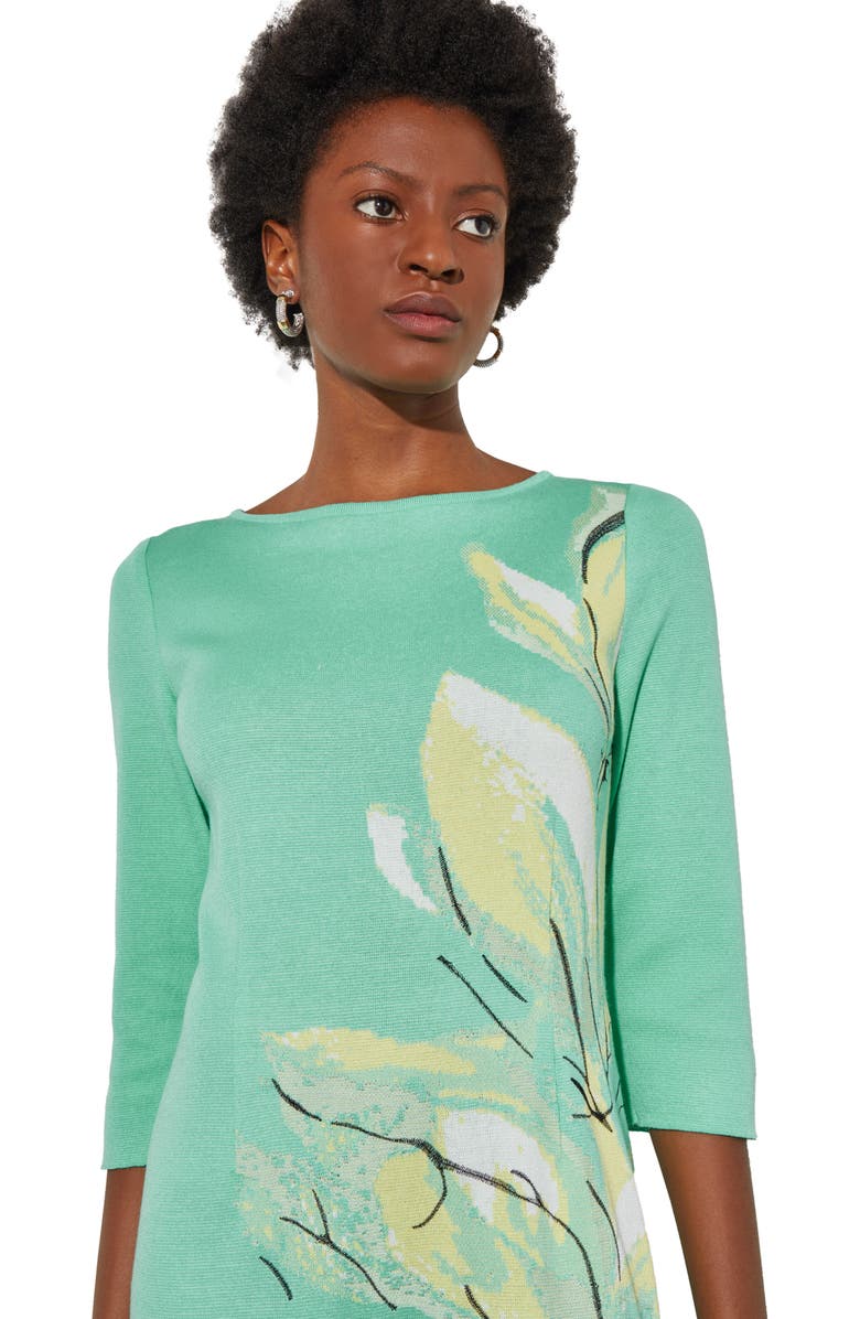 Ming Wang Botanical Jacquard Sweater Dress, Alternate, color, 