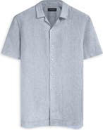 Bugatchi Jackson Shaped Fit Linen Button-Up Camp Shirt