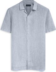 Bugatchi Jackson Shaped Fit Linen Button-Up Camp Shirt