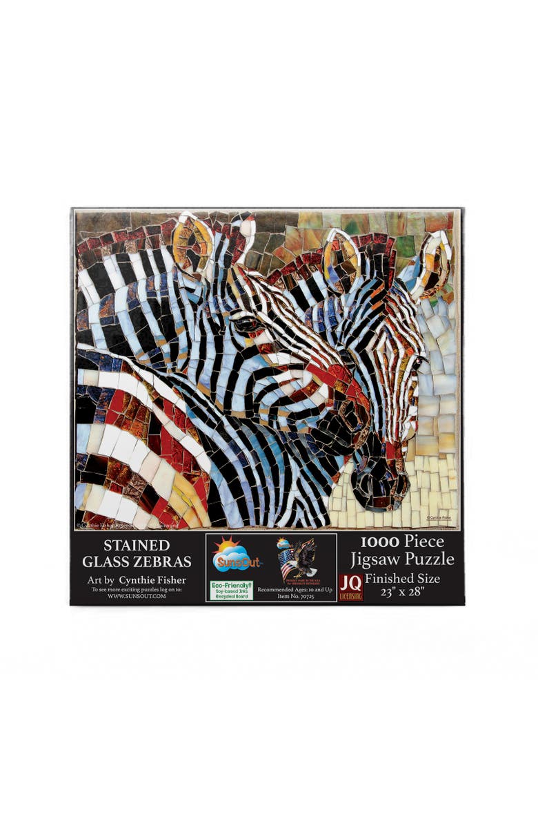 Sunsout Stained Glass Zebras 1000 piece Jigsaw Puzzle for Adults, Alternate, color, Multicolor