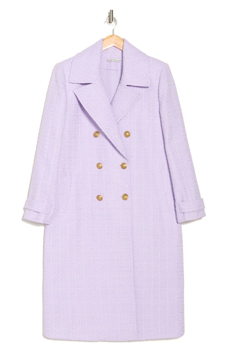 Alice + Olivia Nicholas Double Breasted Tweed Coat, Alternate, color,