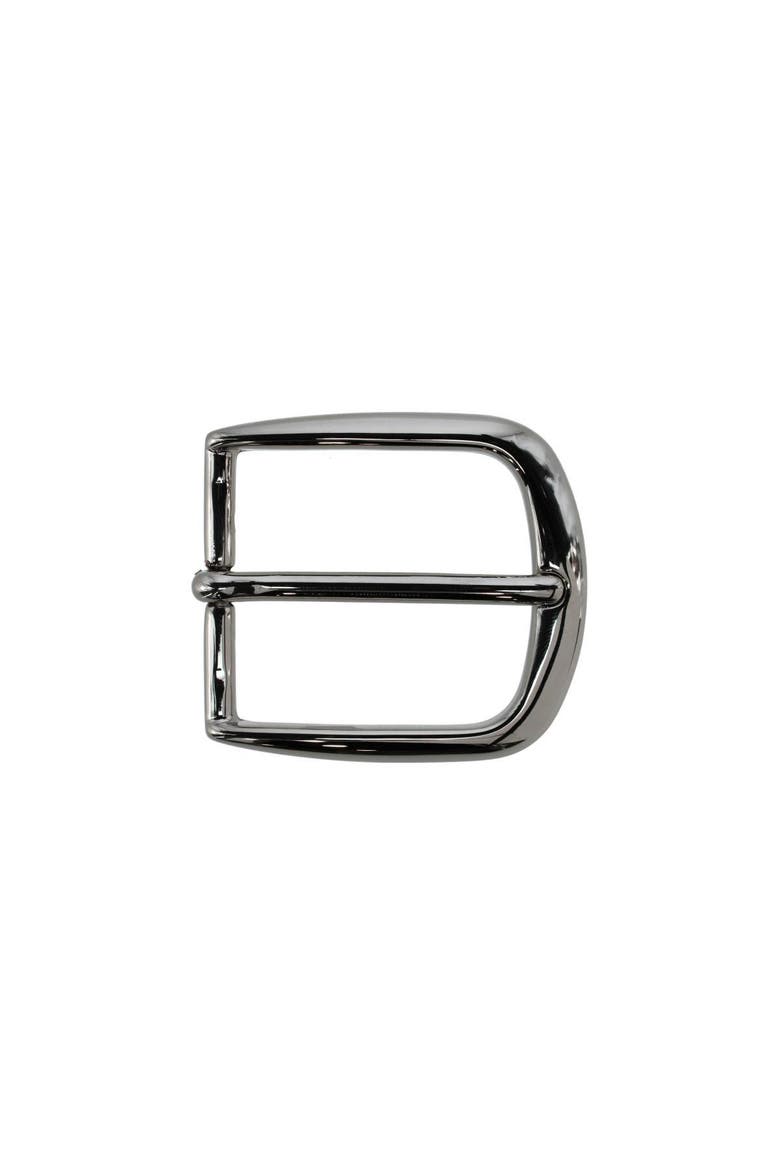35mm Solid Brass Italian Classic Rounded Harness Belt Buckle, Main, color, Shiny Nickel