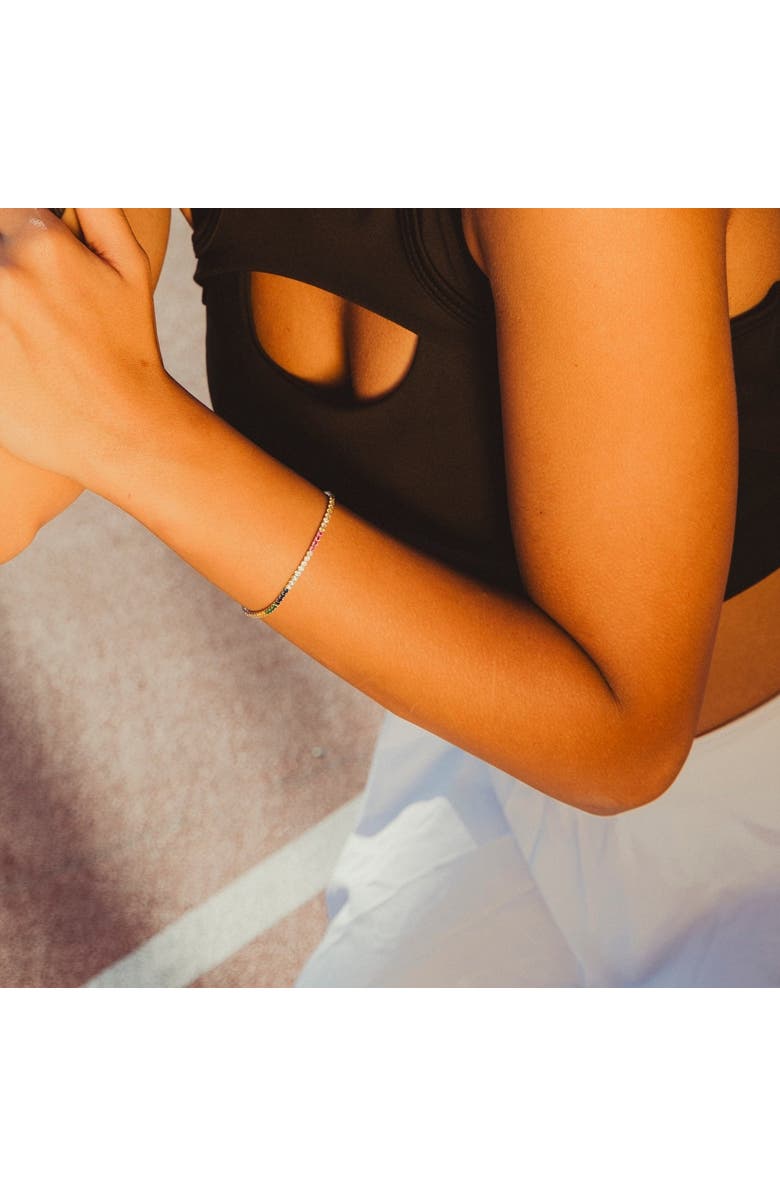 Spero London Rainbow Colourful Sterling Silver Tennis Bracelet, Alternate, color, Silver