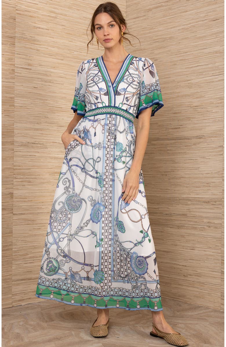 Hale Bob Neve Chiffon Dress, Main, color, Blue