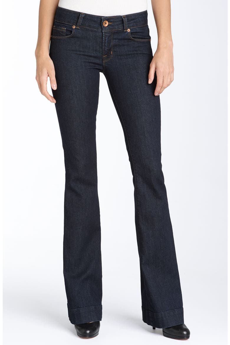 'Love Story' Bellbottom Stretch Jeans, Alternate, color, PURE