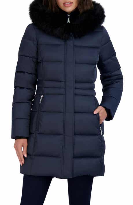 Tahari Dana Puffer Coat with Faux Fur Trim