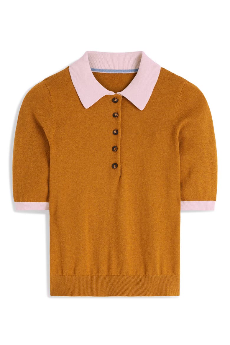 Collared Wool & Cashmere Blend Polo, Alternate, color, TOFFEE BROWN