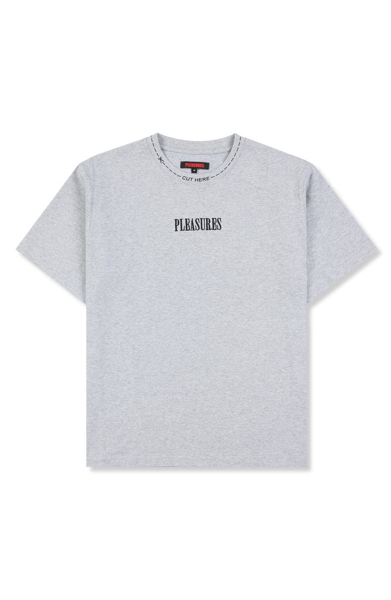 PLEASURES Cut Here Heavyweight Graphic T-Shirt, Alternate, color, Heather Grey