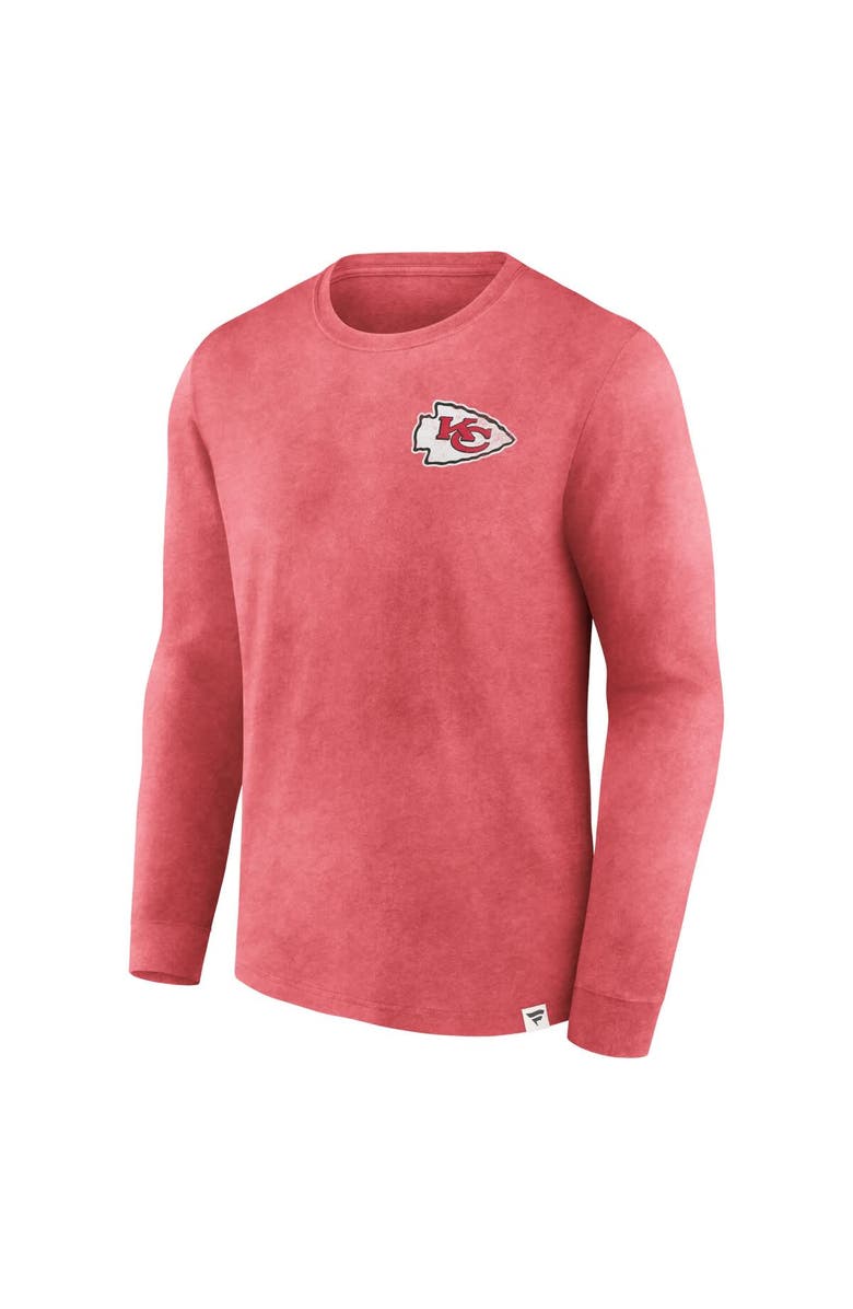 FANATICS Men's Fanatics  Heather Red Kansas City Chiefs Heritage Snow Wash Long Sleeve T-Shirt, Alternate, color, 