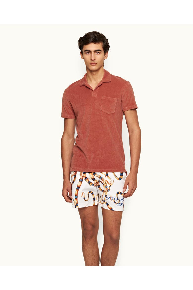 Terry Towelling Tailored-Fit Polo Shirt, Main, color, Mauve