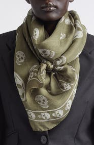 McQueen Skull Print Silk Scarf