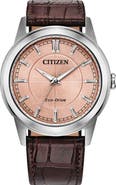 Citizen Rolan Eco-Drive Leather Strap Watch, 41mm