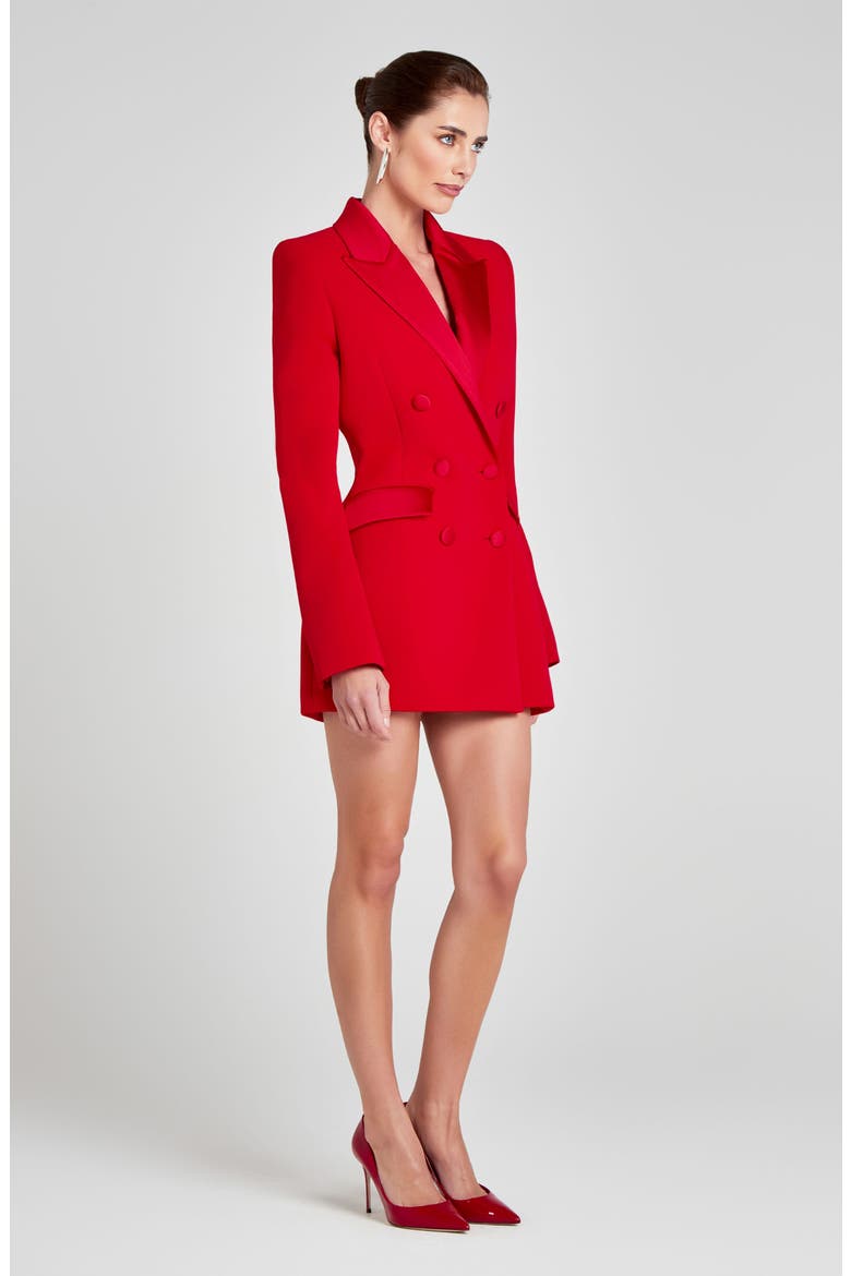Monica Double Breasted Blazer Minidress, Alternate, color, RED