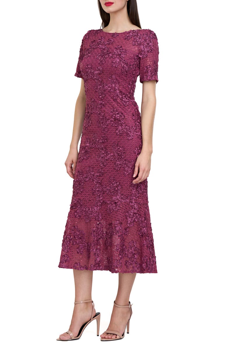 JS Collections Danica Floral Soutache Lace Cocktail Dress, Alternate, color, 