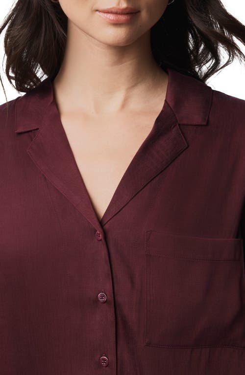Splendid Serena Satin Shirt In Burgundy