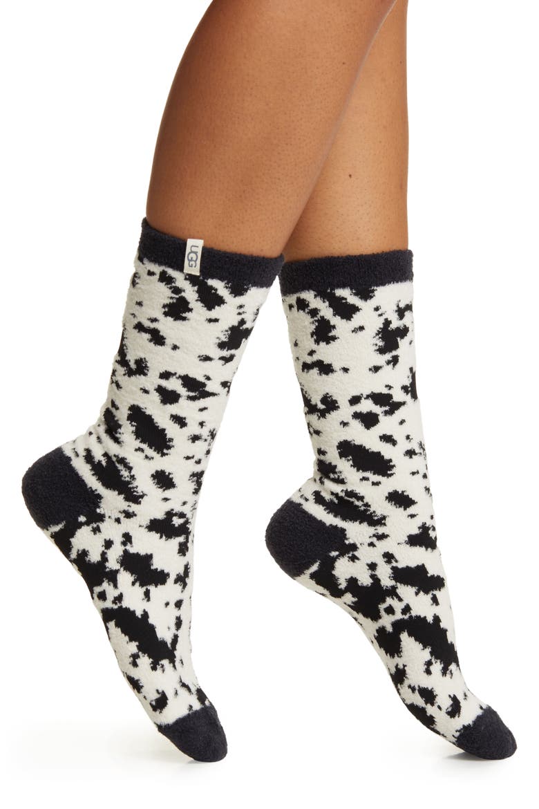 Leslie Crew Socks, Main, color, BLACK / WHITE GAZELLA