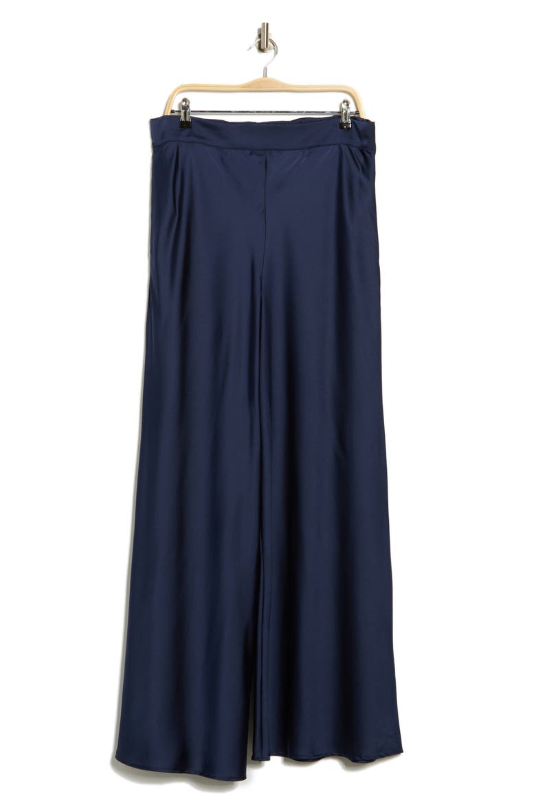 Satin Wide Leg Pants, Alternate, color, NAVY