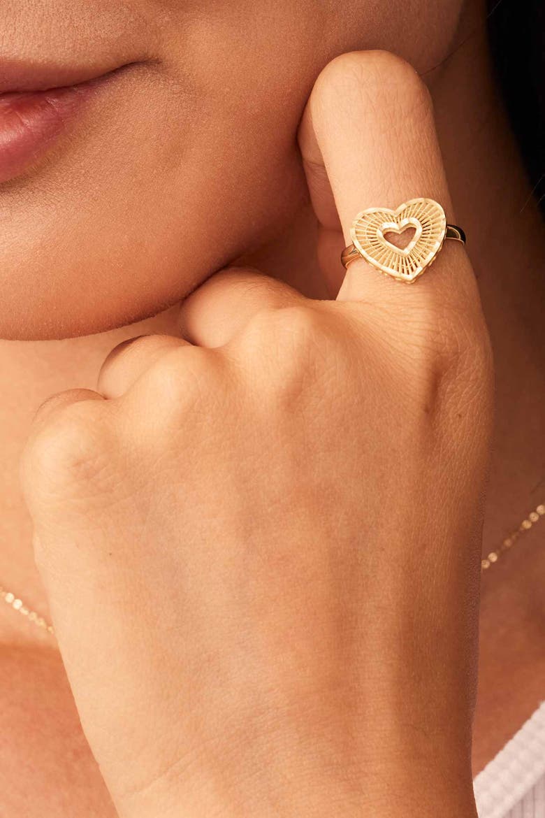 14K Gold Icon Heart Ring, Alternate, color, Yellow Gold
