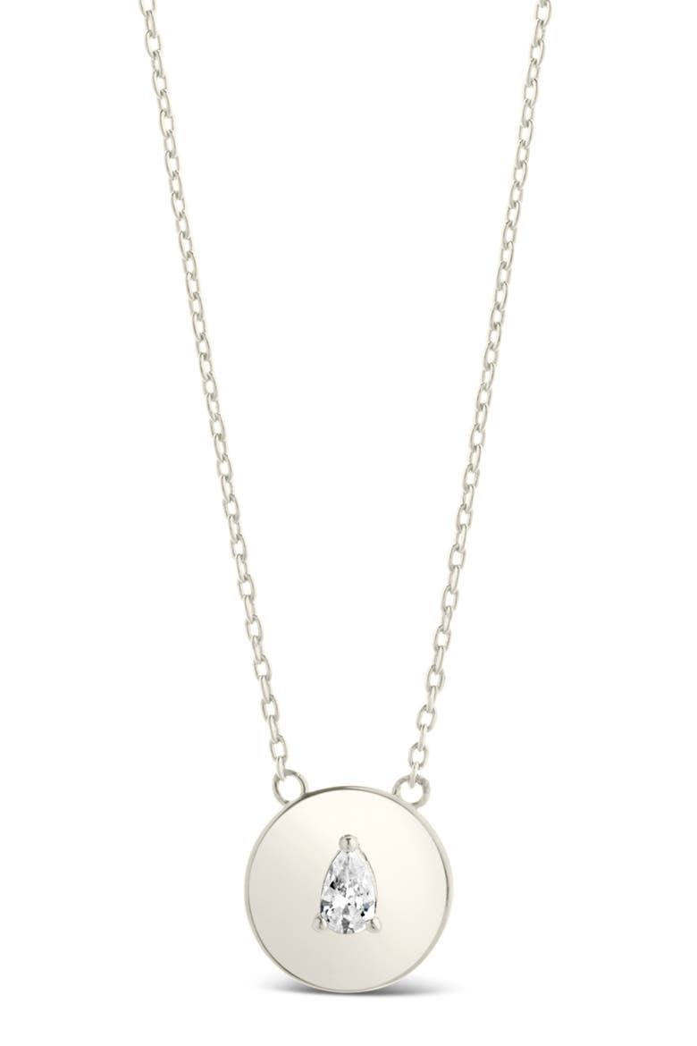 Cassie Cubic Zirconia Circle Pendant Necklace, Main, color, SILVER