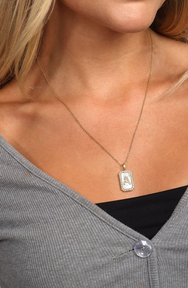 Melinda Maria Love Letters Double Sided Mother-of-Pearl Initial Pendant Necklace, Alternate, color, 