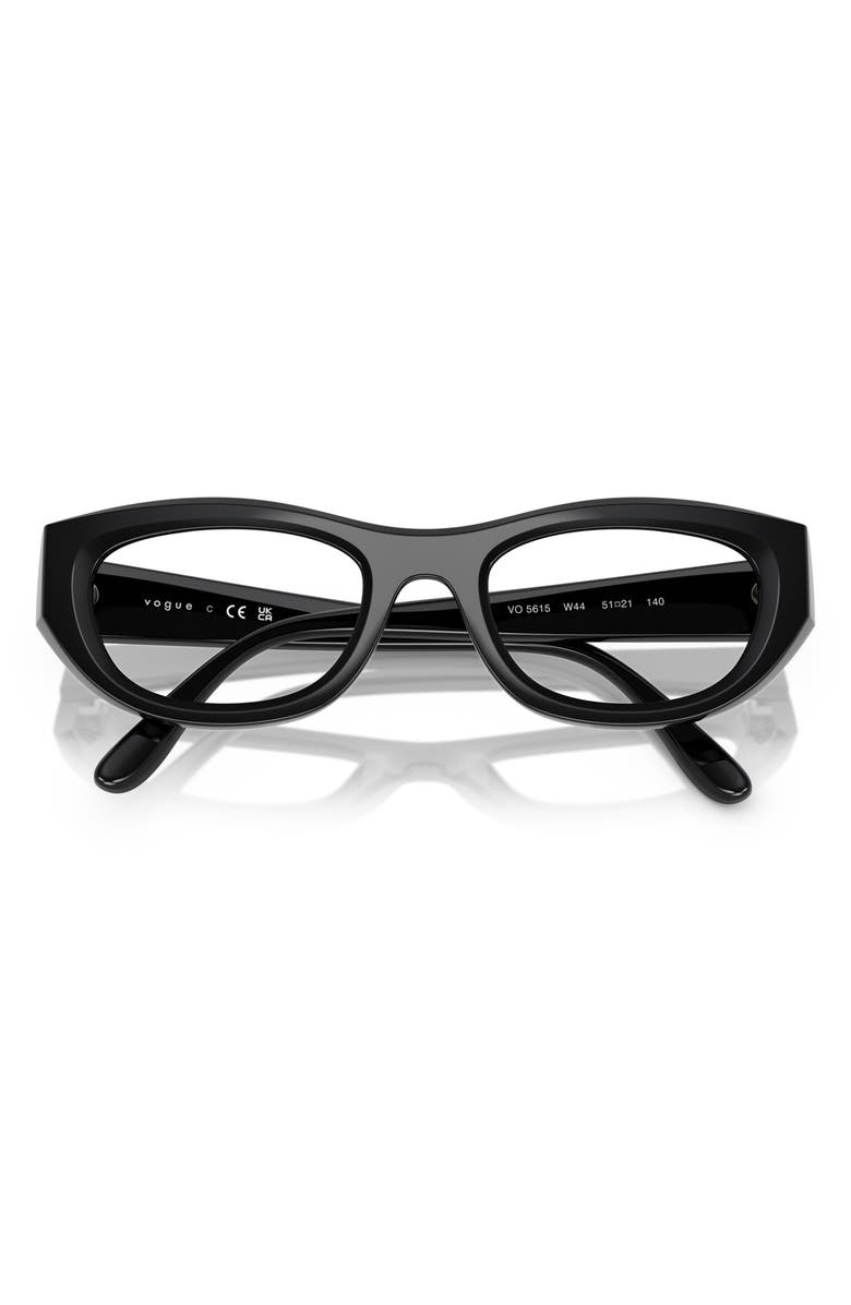 VOGUE 51mm Oval Optical Glasses, Alternate, color, Black