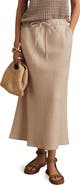 Reiss Roxi Drawstring Waist Linen Midi Skirt