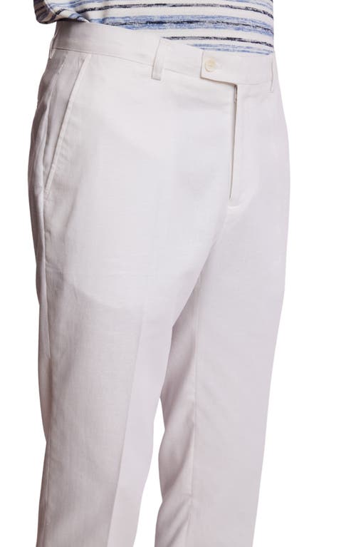 Paisley & Gray Downing Slim Flat Front Linen Blend Dress Pants In White