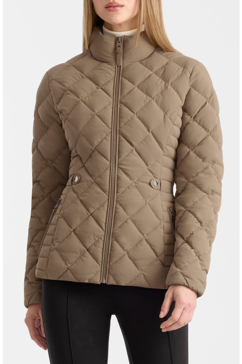 VIK Diamond Quilted Recycled Down Jacket, Main, color, TRUFFLE BROWN