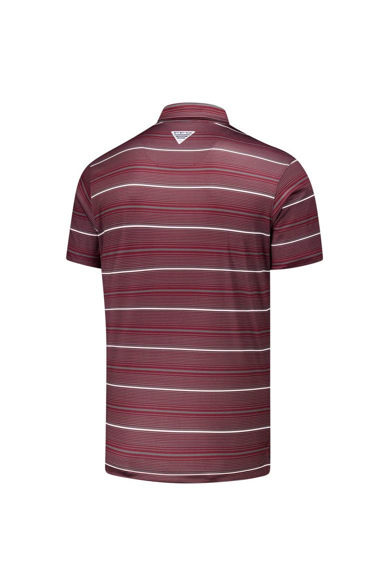 Men's Columbia Maroon Texas A&M Aggies PFG Super Terminal Tackle™ Omni-Shade™ Stripe Polo, Alternate, color, Maroon