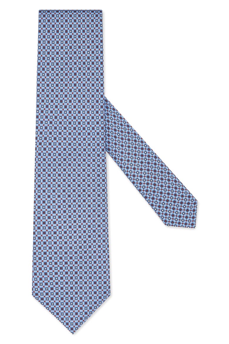 Geometric Silk Tie, Main, color, LIGHT BLUE/RED