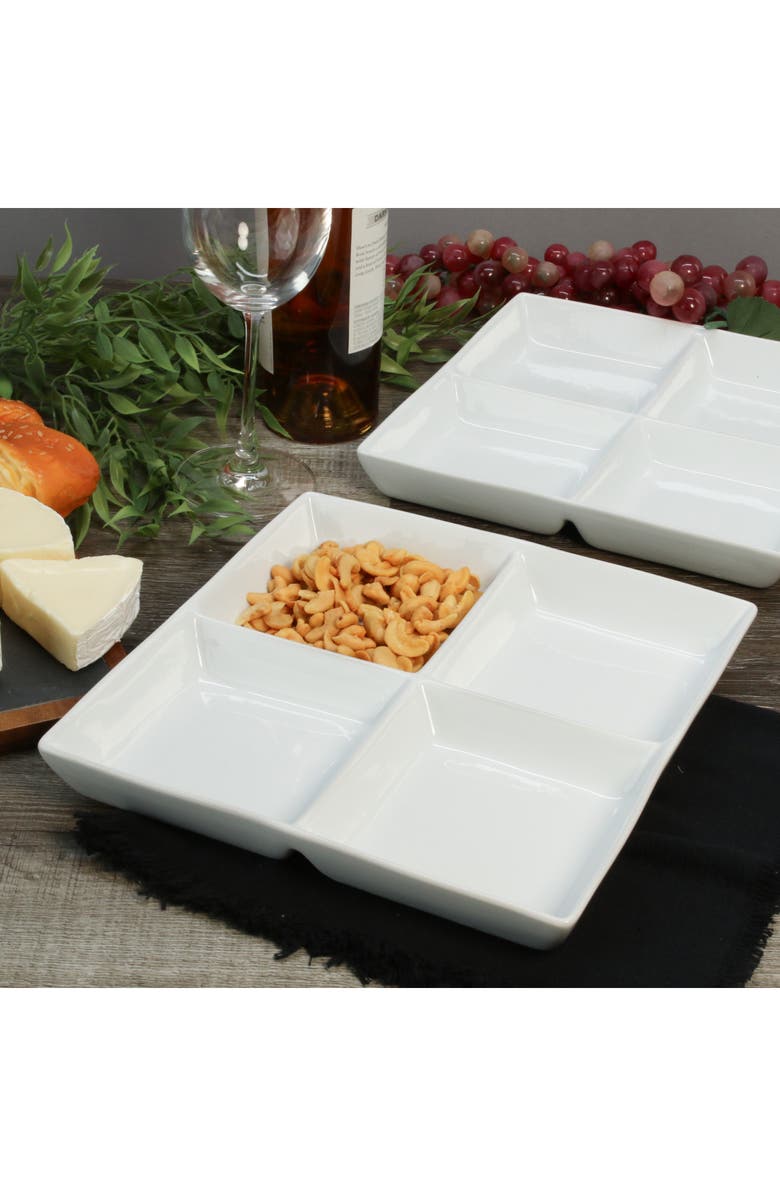 BIA Cordon Bleu Set of 2 4-Compartment Serving Dishes, Alternate, color, White