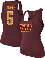 Majestic Threads Women's Majestic Threads Jayden Daniels Burgundy Washington Commanders Name & Number Tri-Blend Scoop Neck Tank Top