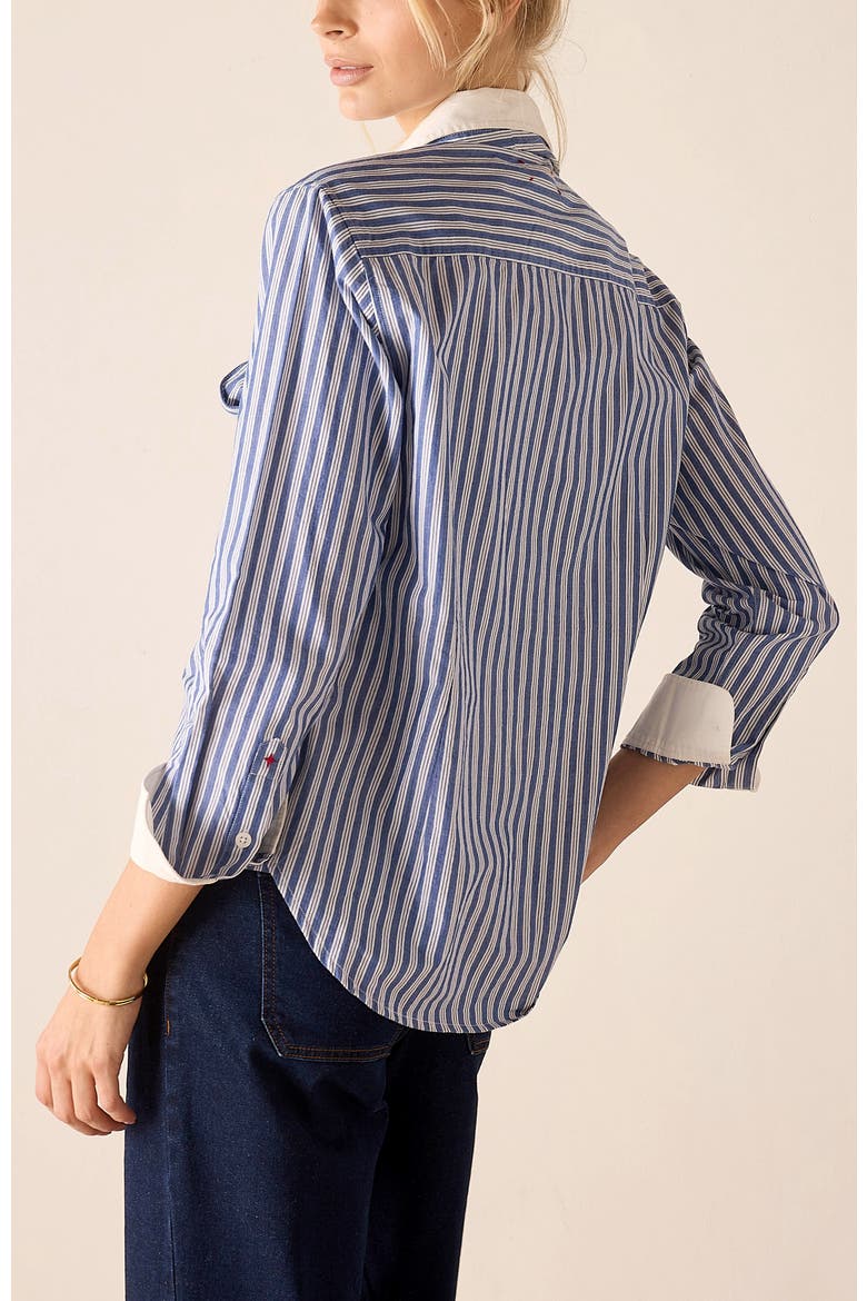 Margot Tie Button Up, Alternate, color, Blue Double Stripe