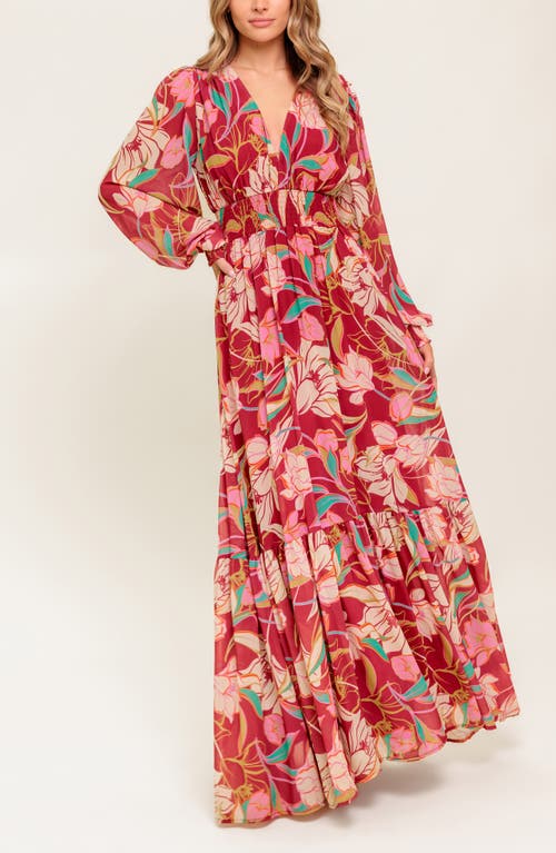 Flying Tomato Floral Long Sleeve Maxi Dress In Multi