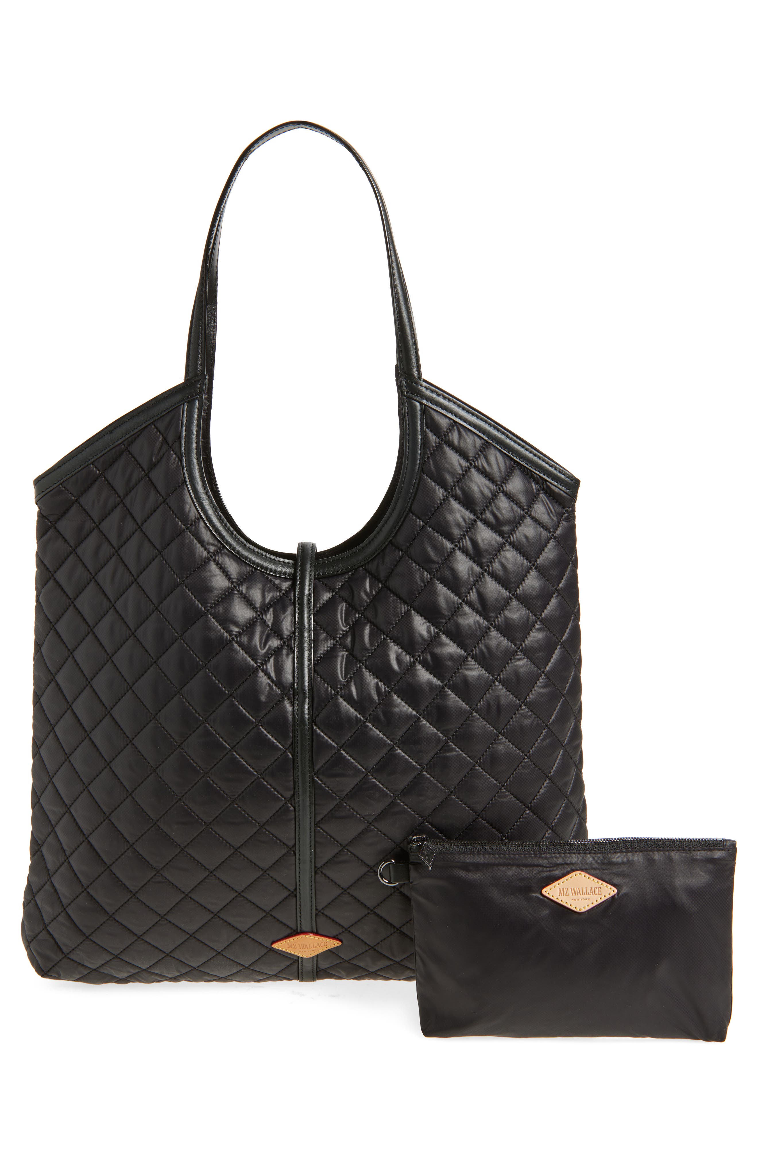 MZ Wallace Large Astor Quilted Nylon Tote, Alternate, color, Black