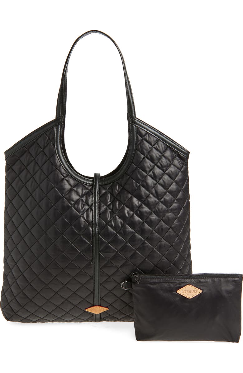 MZ Wallace Large Astor Quilted Nylon Tote, Alternate, color, Black
