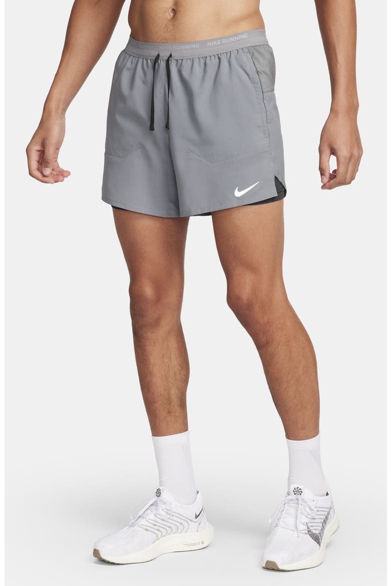 Dri-FIT Stride 2-in-1 Running Shorts, Main, color, GREY/ BLACK
