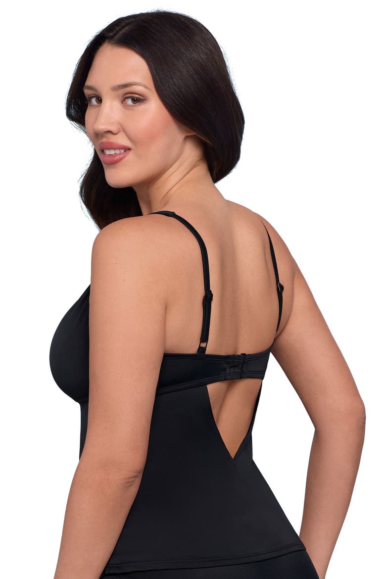 Supportive and Sculpting U-Wire Adjustable Tankini Swimsuit Top, Alternate, color, Onyx Black