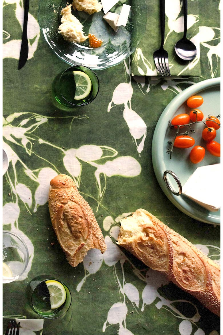 Porto Print in Olive Tablecloth, Alternate, color, Olive