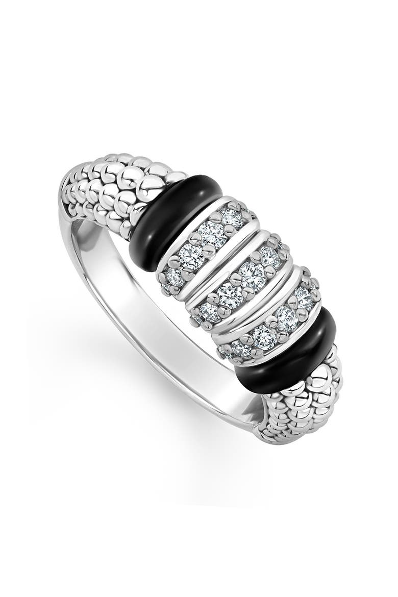 Black Caviar Diamond Ring, Main, color, SILVER